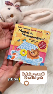 Buku Interaktif Good Habits MANDI ITU MENYENANGKAN (Bahasa Indonesia & Inggris) dengan fitur interaktif Tarik-Dorong Buka-Tutup Geser!