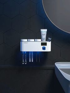 Máy tiệt trùng bàn chải đánh răng và nhả kem đánh răng tự động - Kệ lấy kem đánh răng tự động ( KÈM MIẾNG DÁN)