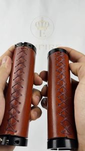 Handgrip Kulit Leather Jait Sepeda Lipat Double Lock Coklat Bicycle Empire