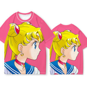 Bandai | Anime Girl Warrior Summer Round Neck T-shirt for Teenagers and High School Students Fashion Trend with Men and Women