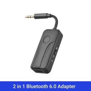 Kebidumei | KEBIDUMEI Bluetooth 6.0 Wireless Audio Adapter 2 IN 1 Receiver Transmitter HiFi Stereo Music 3.5MM Mic For Car Airplane TV PC