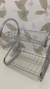 RAK CUCI PIRING STAINLESS 2 TINGKAT RAK PIRING STAINLESS STEEL ANTI KARAT / RAK PIRING 2 SUSUN / RAK PIRING HEMAT TEMPAT/ RAK PIRING ANTI KARAT