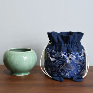 Palace Style Thickened Brocade Teapot Storage Cloth Bag Tea Set Travel Portable Master Cup Cloth Bag Drawstring Drawstring Pocket