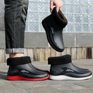 Mens Short Rain Boots Spring Summer Wear-Resistant Fishing Weather Boots Adult Fashion Trendy Plastic Upgraded Version