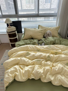 Bộ Đồ Giường Cotton Thêu Bướm Hai Mảnh Cho Bé Gái Bộ Chăn Đơn Ba Mảnh Bộ Chăn Bốn Mảnh Cho Ký Túc Xá Chất Lượng Thương Mại Điện Tử