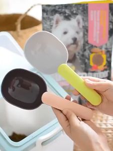 พร้อมส่ง 2in1 ช้อนตักอาหารสัตว์เลี้ยงจากถุง มีที่หนีบปิดถุงได้ ช้อนตักอาหารสัตว์ ที่ตักอาหารสุนัข แมว