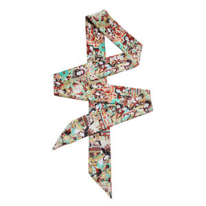 FengRui Crane Picture Silk Scarf Womens Bag Handle Decorative Belt Large Square Silk Scarf Spring Autumn Summer Fashion