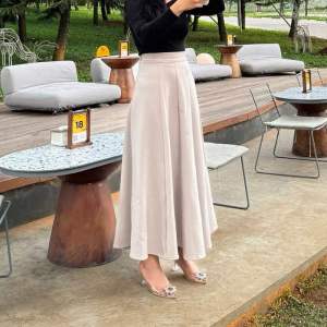 Audy Skirt - Korean Loose Maxi Rok Wanita Anti Kusut Polyester - Rok Flare Wanita