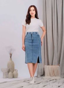 rok span 7/8 belah samping jeans melar