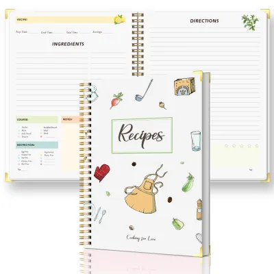 Hardcover Recipe Book: Portable Recipe Book for Personal or Family Use Holds up to 80 Recipes Full-Color Interior Pages Hardcover
