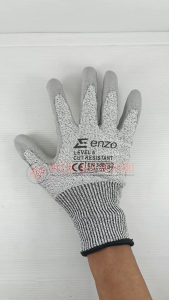 Sarung Tangan Karet Kombinasi Safety Anti Cutting Sayat Gores Slip - ENZO Cut Resistant Gloves Level 5