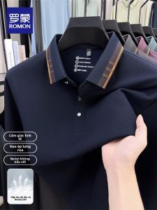 ROMON | Áo Polo Dài Tay Màu Sắc Sơ Mi Trơn Mới Thoải Mái cho Nam Giữa Tuổi