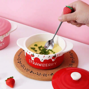 Cute Underglaze Raised Pattern Eared Dinner Bowls