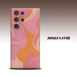Pink Orange Liquid Swirl For Samsung Galaxy S26 S25 S24 A56 A36 Dual Layer Luxury Fashion Full Lens Protective Case