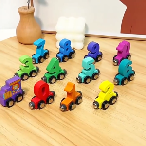 Satu Keluarga Mainan Edukatif Kereta M393 Mainan Kayu Kereta Magnet Angka Wooden Magnetic Train