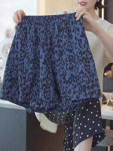plus Size Womens Casual Elastic Waist Leopard Print Wide Leg Pants Summer New Style Flattering Loose Slimming Shorts