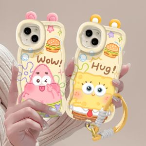 Sponge Bob Dual Stand Phone Case for Apple 16 iPhone 15/13 New Model 11promax Huawei P70 Mate60 pro Honor 200 Female OPPO RENO12 Anti-Fall Xiaomi 14