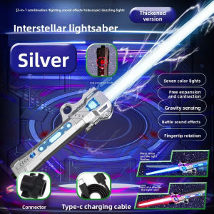 Children Colorful Glowing Sword Toys Telescopic Music Laser Sword 2-in-1 Rotating Decompression Toy Light Sword Kids Adult Toys