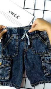 Celana Pendek Anak Model Cargo Bahan Jeans Denim Tebal