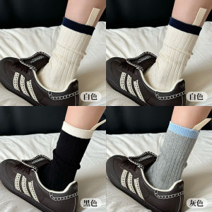 White Cotton Mid-Calf Socks for Women Spring Autumn Style Personality Combed Cotton Polyester Spandex Blend Moisture Wicking