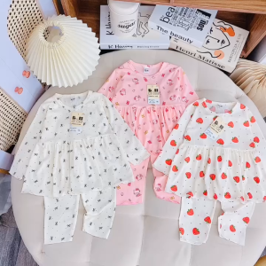 [M2] Bộ Dài Tay Dáng Baby Doll bộ tăm lạnh cho bé gái đồ bộ thu đông cho bé họa tiết in kín size 6-16KG