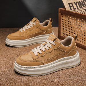 Autumn Winter Mens Shoes 2052 New Trendy Retro All-Match Thick Bottom Casual Board Shoes Mens Heightening Sports Leather Surface Trend Shoes