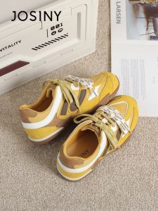 Josiny | Yellow Retro Breathable Womens Casual Athletic Shoes