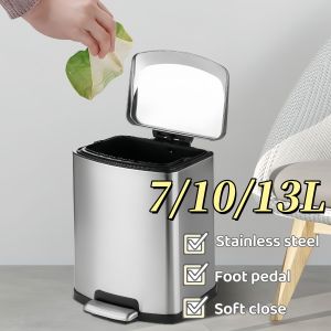 10L Premium Stainless Steel Tall & Thin Pedal Trash Can Bathroom Toilet Kitchen Bin