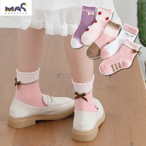 Kaos Kaki Anak Perempuan Motif Pink Strawberry Socks Kids Fashion Korea Kekinian Usia 3-12 Tahun TK SD