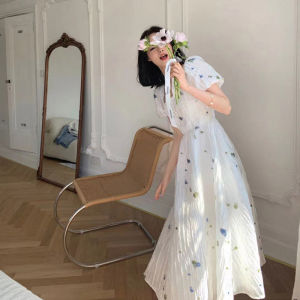 PAIBOLI | Elegant White Long Dress Fairy Tale Princess Court Style Square Collar Texture Method Supersweet Forest System Dress