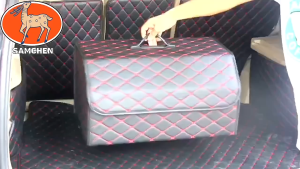 Car Trunk Boot Storage Vehicle Organizer and Shoes Storage Box Foldable and Collapsible Auto Bag Trunk Storage Organizer Box with Lid Portable Multipurpose Collapsible Foldable Storage Bag Car Trunk Tool Box Car PU Leather Trunk Storage Organizer Box