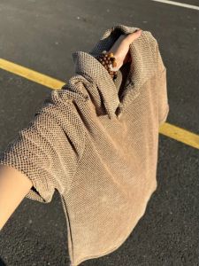 JIARONG | Retro Brown Seagull Collar Breathable Knit T-Shirt