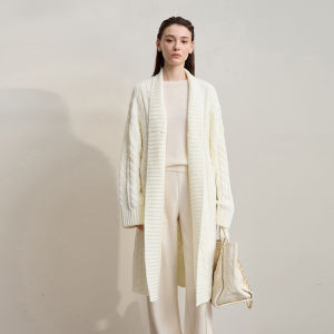 AMII | Winter New Lazy Style Turn Down Collar Dropped Shoulder Sleeve Adjustable Rope Removable Belt Knit Sweater