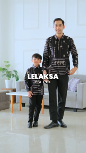 LELAKSA BATIK -  Kemeja Batik Pria Dewasa dan Anak Slimfit Furing Warna Hitam - 592 Damartama