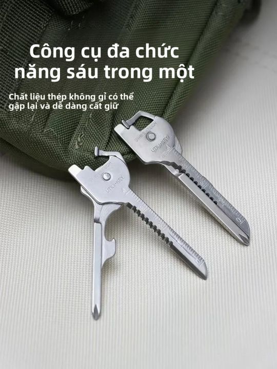 6 Trong 1 Đa Chức Năng Gấp Gọn Móc Khóa Tua Vít Công Cụ EDC Thép Bỏ Túi ...