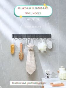 Ecoco Kitchen Utensil Hook Door Hooks Aluminum Organizer Wall-Mounted Storage Shelf Nail-Free Heavy Duty