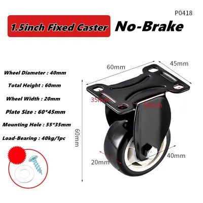 1.5/2/3 inch Caster WheelsHeavy Duty Casters with BrakeNo Noise Locking Casters with Polyurethane Wheels Swivel Plate Castors