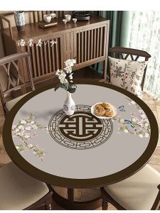 Waterproof round Tablecloth Chinese Style Home Use Dining Table Mat Oil Resistant Easy Clean New Model round Table Surface Protection Pad