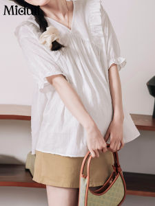 MIDULI | Áo Măng Tô Chiffon Tay Ngắn Cho Bà Bầu Mùa Hè