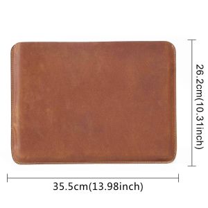 Genuine Leather Slim Laptop Sleeve Pouch Cover Leather Ultra-thin Notebook Protective Case for 14 Inch MacBook iPAD Air/Pro