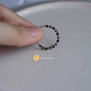 Original Sun Cold Style Ins Trendy Black Sharp Crystal Wave 14K Gold Plated Ring Washable Fashion Jewelry Womens Ring