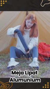 Meja Lipat Camping Outdoor Foldable Aluminium - 40 x 29 x 13 cm - Hitam