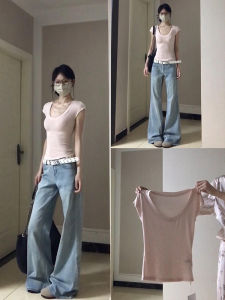 SUHUIQIAN | U-neck Regular-shoulder Slimming T-shirt