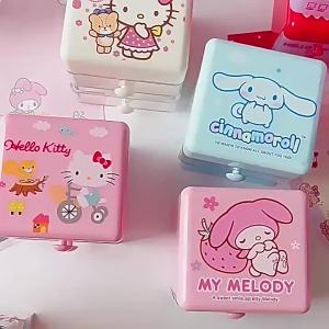 🔥Wishwa👍 Cartoon Double-layer Drawer Box Sanrio Desktop Storage Box Jewelry Storage Box Desktop Stationery Jewelry Hand Account Cosmetic Storage Box Save Space Office Accessories Stationery