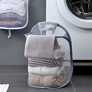 Collapsible Hanging Mesh Laundry Basket Wall Mounted Clothes Hamper for Bathroom & Bedroom