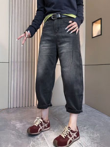 American Retro Womens Jeans High Waist Straight Leg Loose Fit Slimming Design Autumn New Style Wide Leg Knife Edge Nine Points