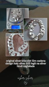 original silver bracelet  12mm single barb pure italy silver 925 legit na silver hindi nagfafade