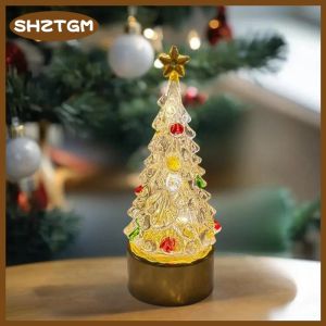 SHZTGM Christmas Tree Night Light Battery Powered Crystal Table Lamp For Home Decor Festive Holiday Party Desktop Decoration
