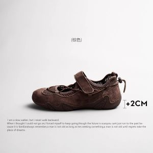 AMOROUS GARCE Thick Heel Mary Janes Womens Shoes Magic Tape Ballet Style Sporty Casual Low Cut T-Strap Slip-On Shoes