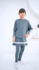 Baju Olahraga Anak Perempuan Setelan Atasan Legging Rok Renang Lari Sepeda Usia 5 Sampai 14 Tahun